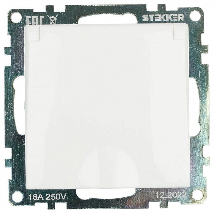 Розетка с заземлением и со шторкой, без рамки с крышкой Stekker Катрин 39302