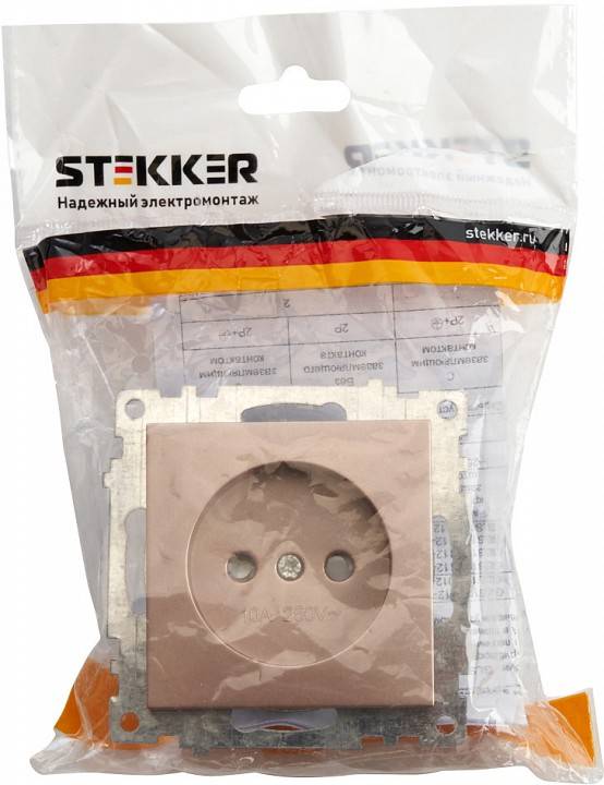 Розетка без заземления и с шторками, без рамки Stekker Катрин 39595