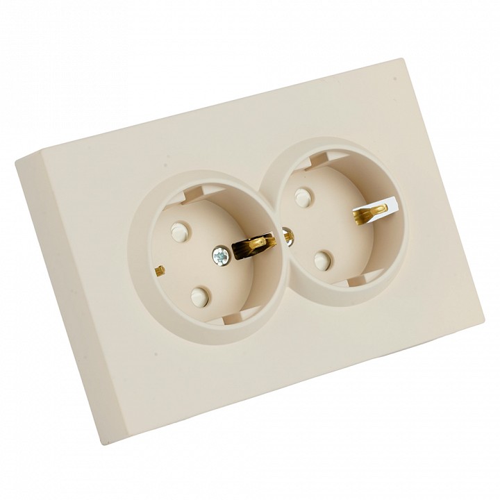 Розетка двойная с заземлением и со шторкой, без рамки Stekker RST16-5114-08 49908