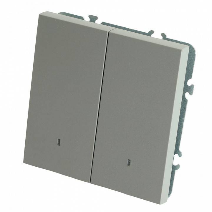 Выключатель двухклавишный с подсветкой без рамки Stekker Эмили 49942