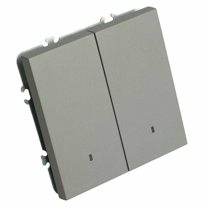 Выключатель двухклавишный с подсветкой без рамки Stekker Эмили 49942