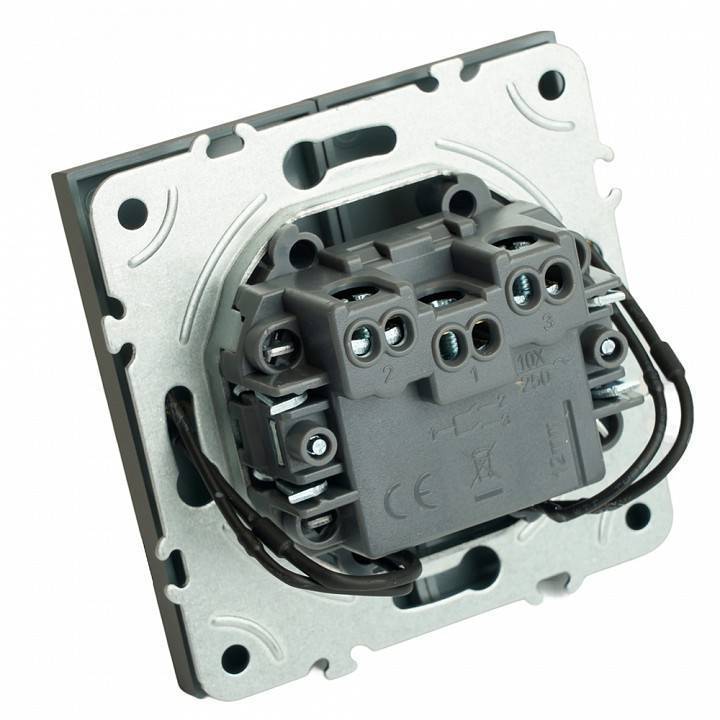 Выключатель двухклавишный с подсветкой без рамки Stekker Эмили 49942