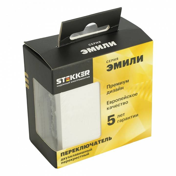 Выключатель двухклавишный без рамки Stekker Эмили 50162