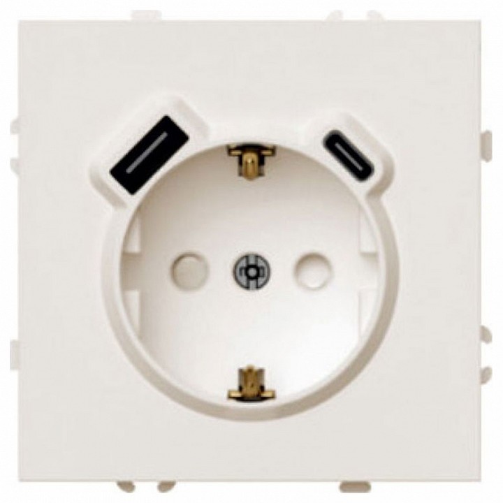 Розетка с заземлением и со шторкой и 2хUSB type A и C, без рамки Stekker Эмили 50360