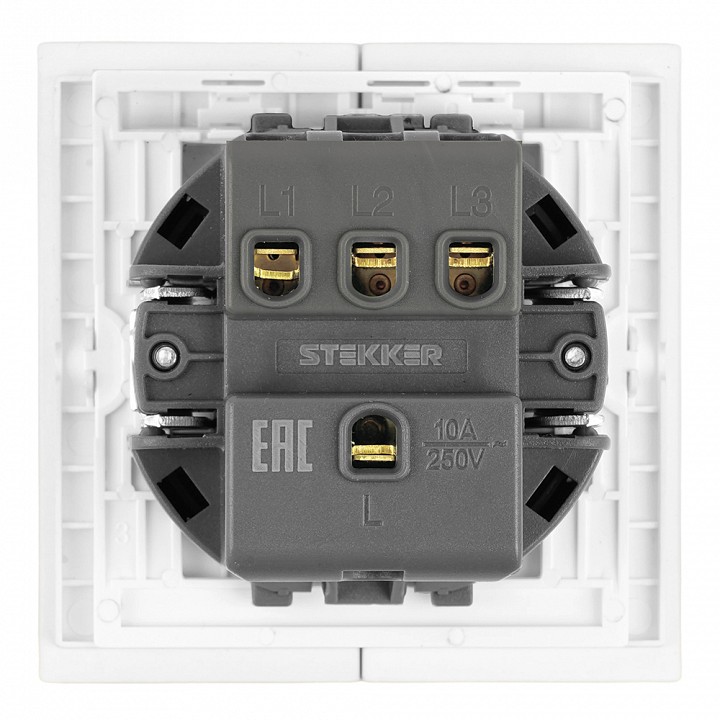 Выключатель трехклавишный без рамки Stekker Мия 50430