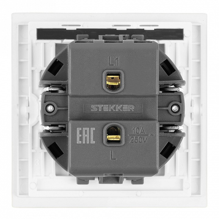 Выключатель одноклавишный с подсветкой без рамки Stekker Мия 50431