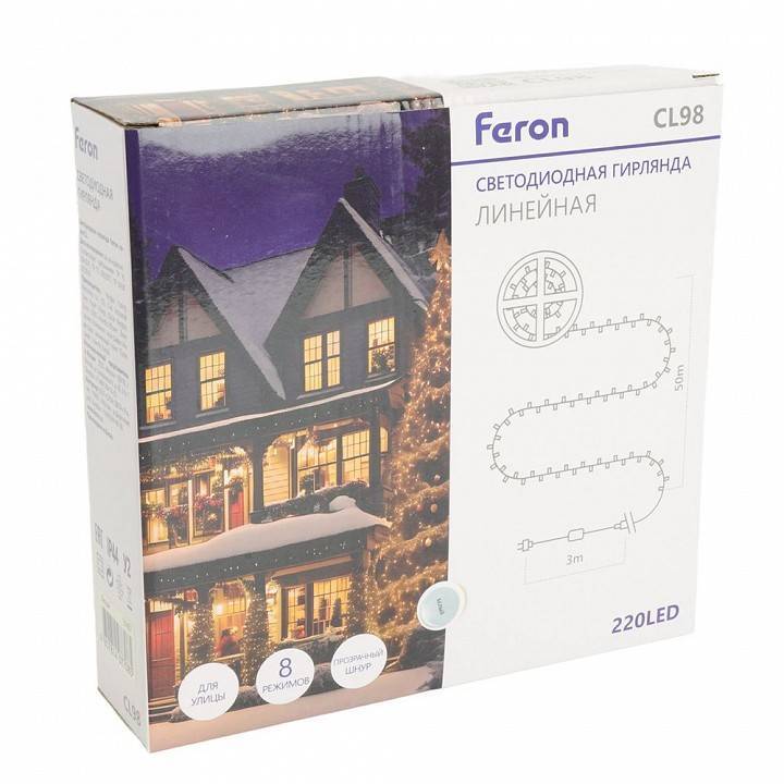 Гирлянда Супернить Feron CL98 10 м 100 LED белый 51437