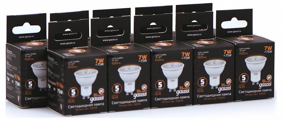 Лампа светодиодная Gauss GU10 7 Вт 3000 K 101506107