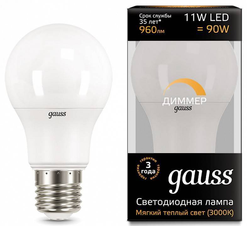Лампа светодиодная Gauss 1025 E27 11 Вт 3000 K диммируемая 102502111-D