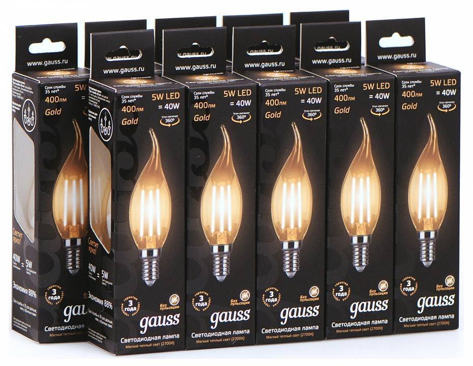 Лампа светодиодная Gauss E14 5 Вт 2700 K филаментная 104801005