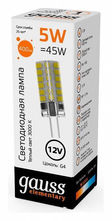 Лампа светодиодная Gauss Elementary G4 5 Вт 3000 K 18715