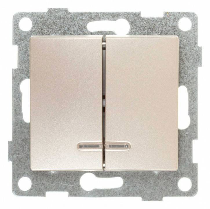 Выключатель двухклавишный с подсветкой без рамки Gusi Electric BRAVO С10В28-027