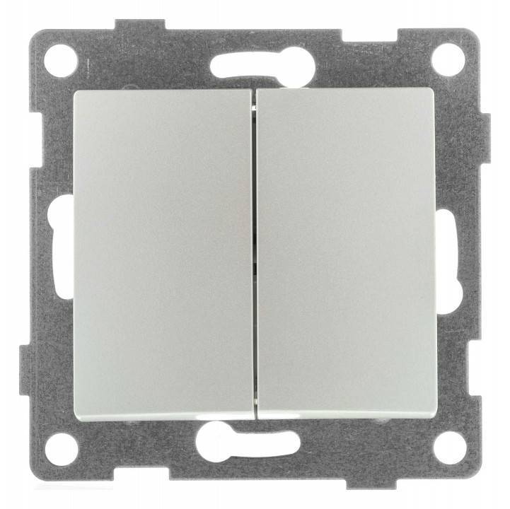 Выключатель двухклавишный без рамки Gusi Electric BRAVO С10В2-028