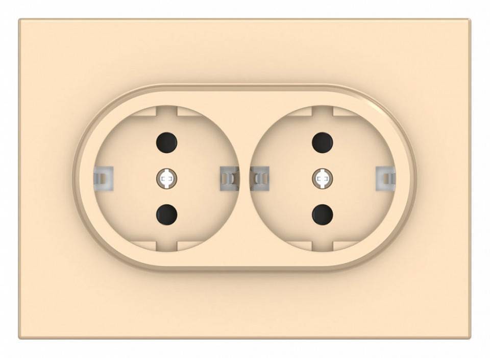 Розетка двойная с заземлением и со шторкой Gusi Electric BRAVO С11Р6-027
