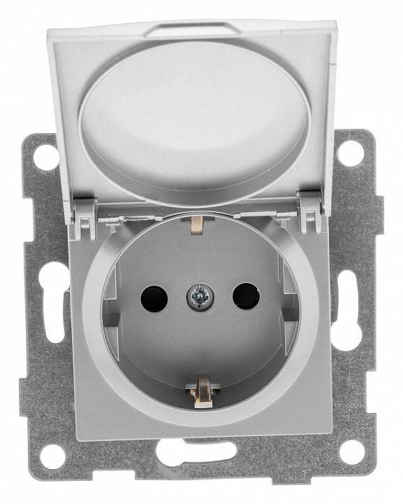 Розетка с заземлением и со шторкой, без рамки с крышкой Gusi Electric UGRA С11Р91-004