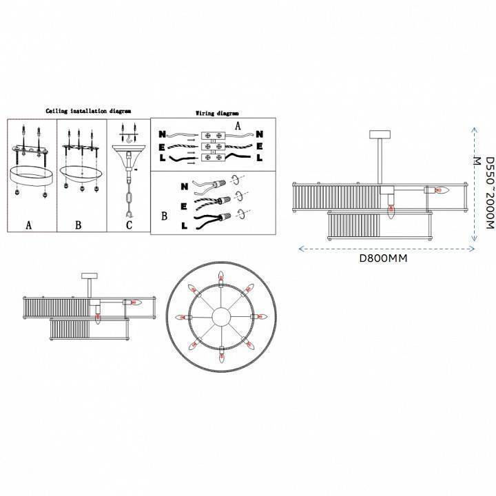 Люстра на штанге ImperiumLoft RH Marais Round Chandelier D80 40,2668