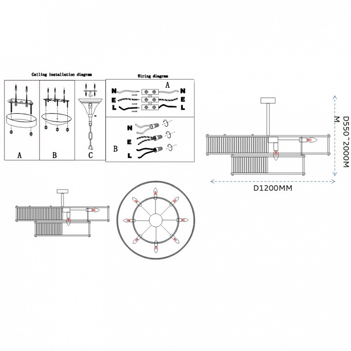 Светильник на штанге Imperiumloft RH Marais Round Chandelier 40,2668