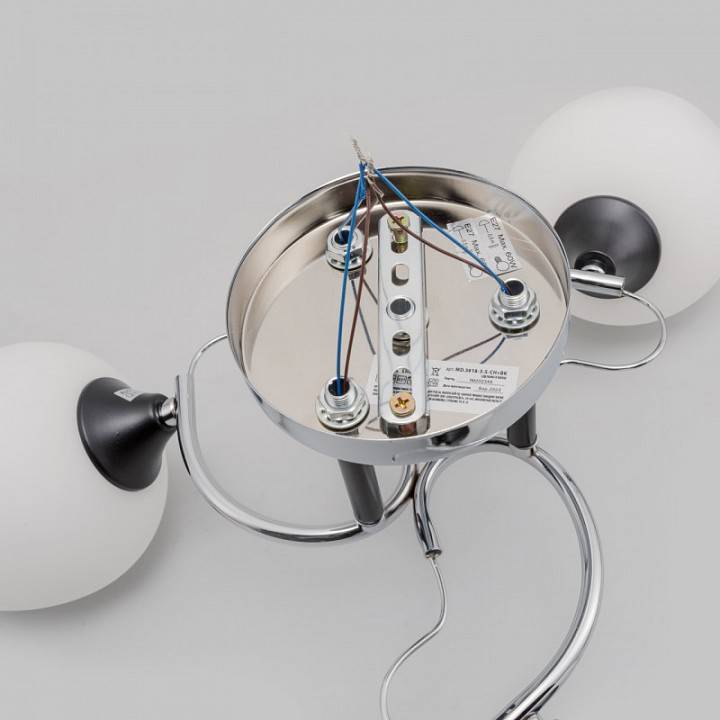 Люстра на штанге Imex MD.3618 3 лампы MD.3618-3-S-CH+BK