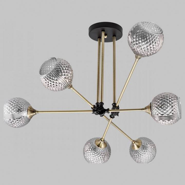 Люстра на штанге Imex MD.5299 на 6 ламп MD.5299-6-S-AB+BK