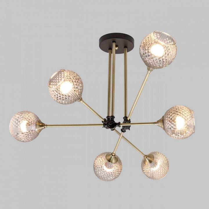 Люстра на штанге Imex MD.5299 на 6 ламп MD.5299-6-S-AB+BK