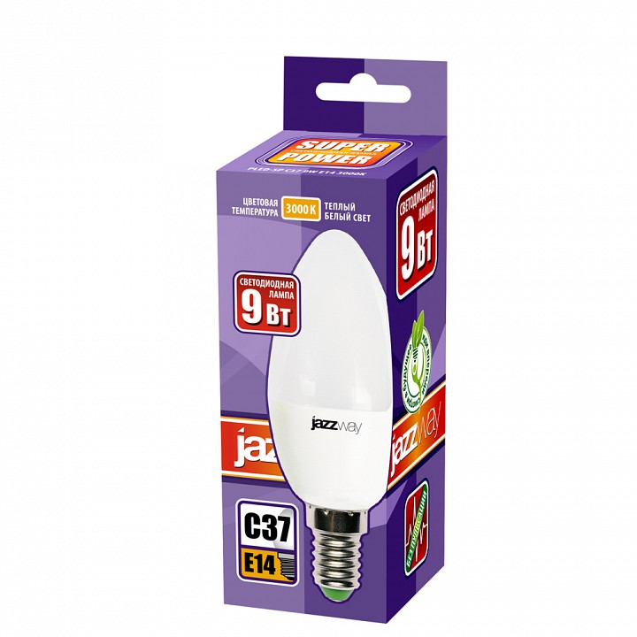 Лампа светодиодная Jazzway  PLED-SP C37 9w E14 3000K