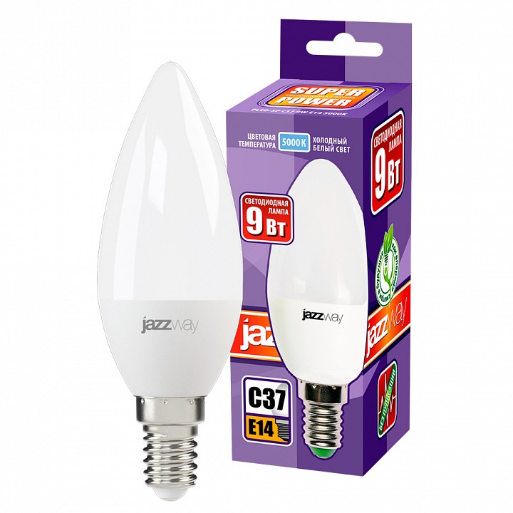 Лампа светодиодная Jazzway  PLED-SP C37 9w E14 5000K