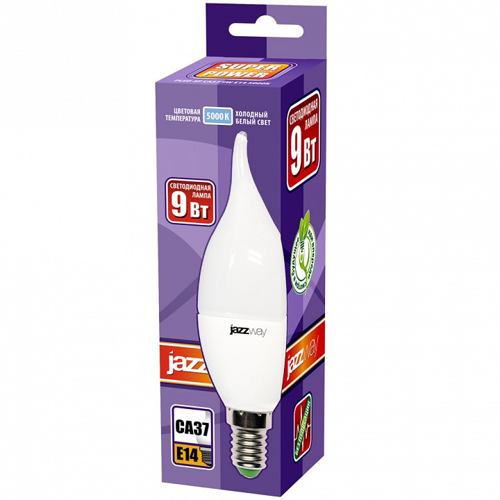 Лампа светодиодная Jazzway  PLED-SP CA37 9w E14 5000K