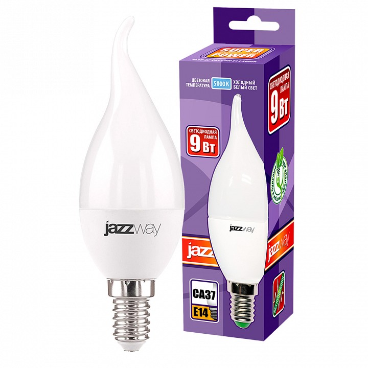 Лампа светодиодная Jazzway  PLED-SP CA37 9w E14 5000K