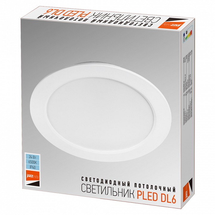 Встраиваемый светильник Jazzway  PLED DL6 24w 6500K WH IP40