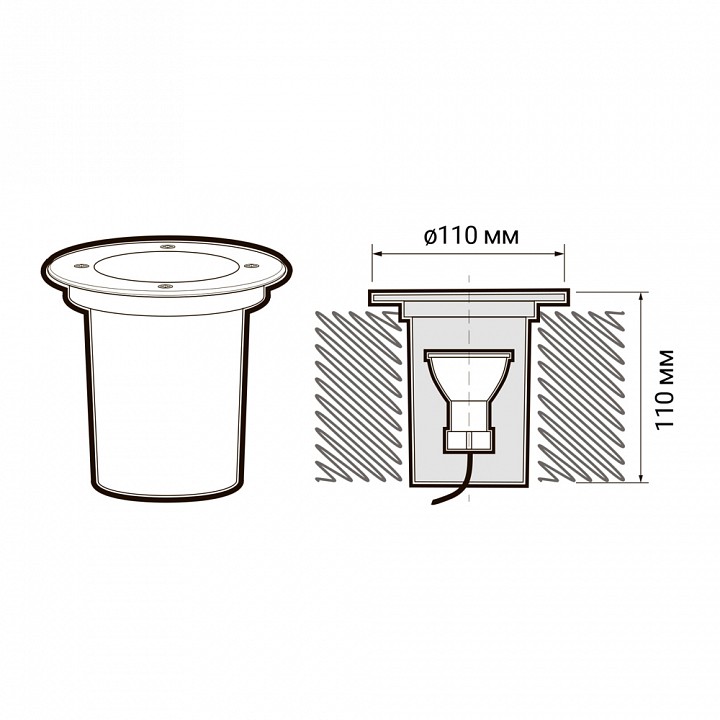 Встраиваемый в дорогу светильник Jazzway  PGR  R110   GU10-1  Chrome 230V IP67