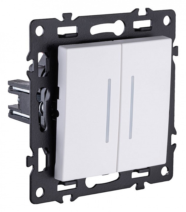 Выключатель двухклавишный с подсветкой без рамки Kollinger Asthetik AS-010WH