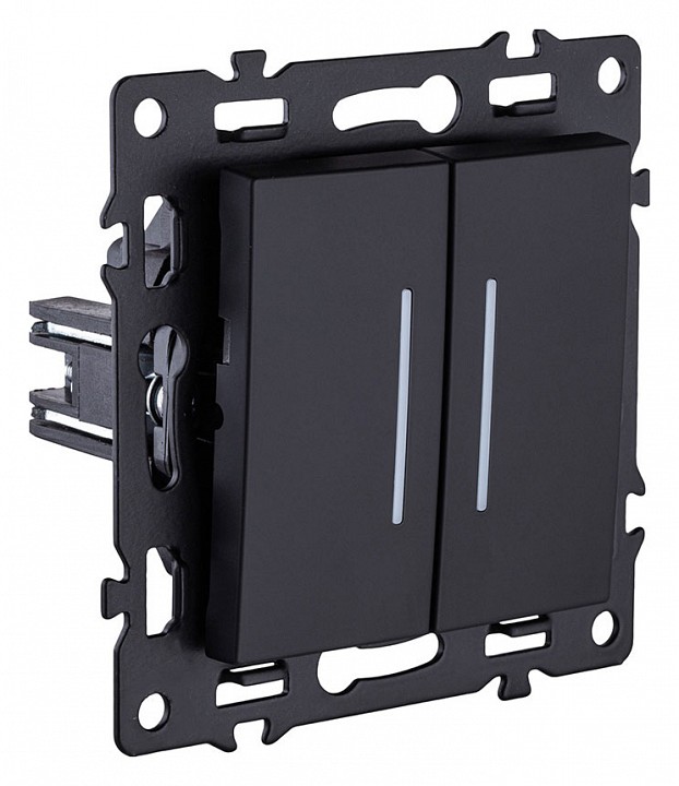 Выключатель проходной двухклавишный с подсветкой без рамки Kollinger Asthetik AS-011BK