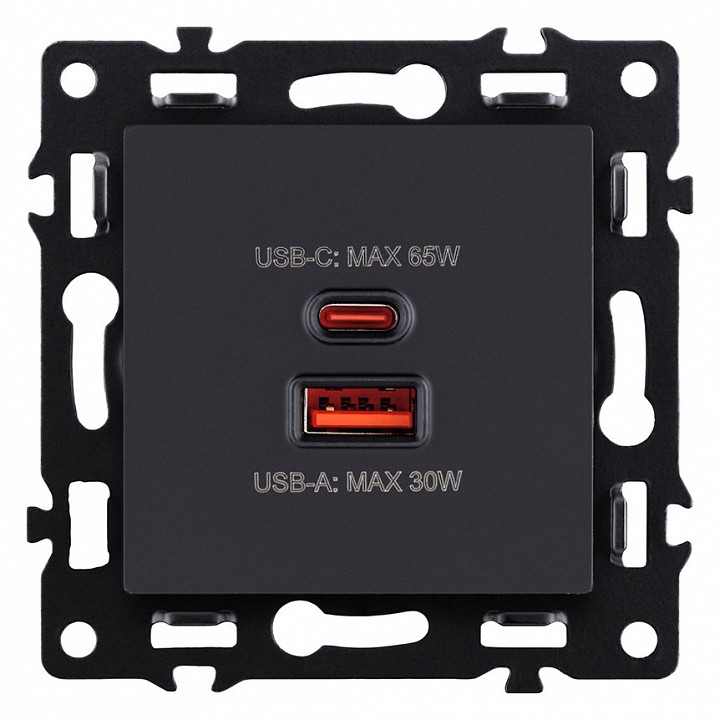 Розетка 2хUSB type A и C без рамки Kollinger Asthetik AS-024BK