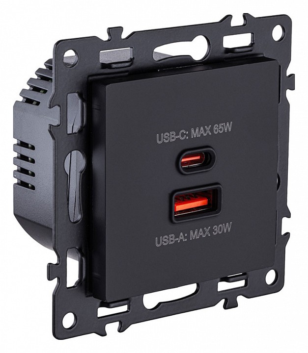 Розетка 2хUSB type A и C без рамки Kollinger Asthetik AS-024BK