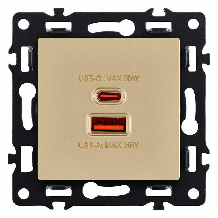 Розетка 2хUSB type A и C без рамки Kollinger Asthetik AS-024GD