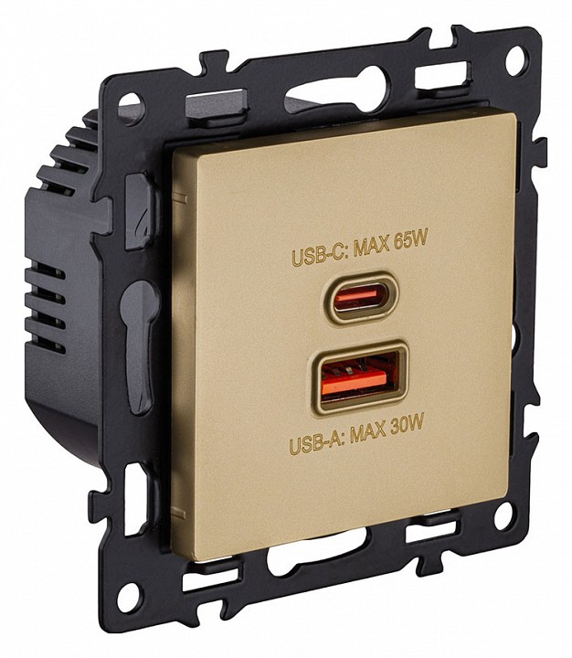 Розетка 2хUSB type A и C без рамки Kollinger Asthetik AS-024GD