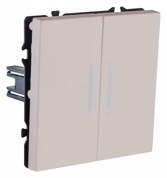 Выключатель проходной двухклавишный с подсветкой без рамки Kollinger Eclipse EC-011CM