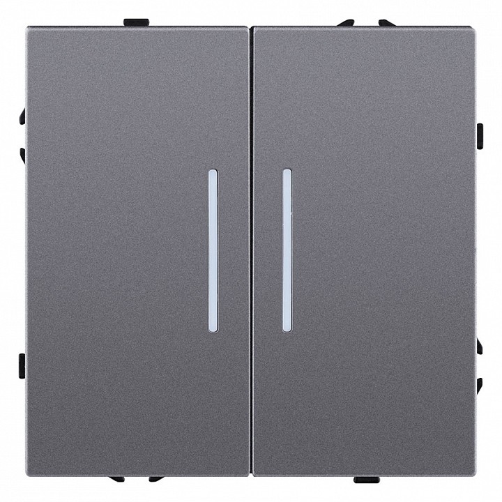 Выключатель проходной двухклавишный с подсветкой без рамки Kollinger Eclipse EC-011GY