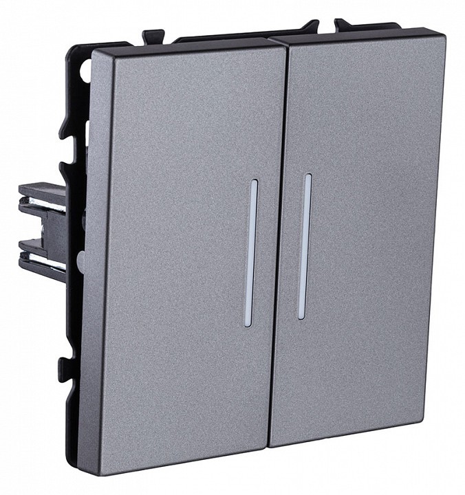 Выключатель проходной двухклавишный с подсветкой без рамки Kollinger Eclipse EC-011GY