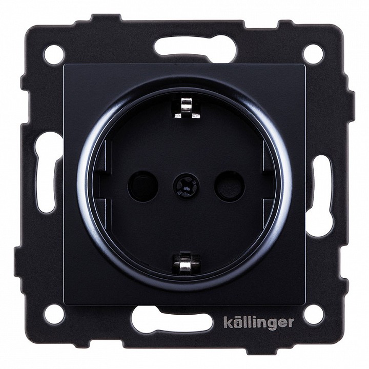 Розетка с заземлением, без рамки Kollinger  REA-002BK