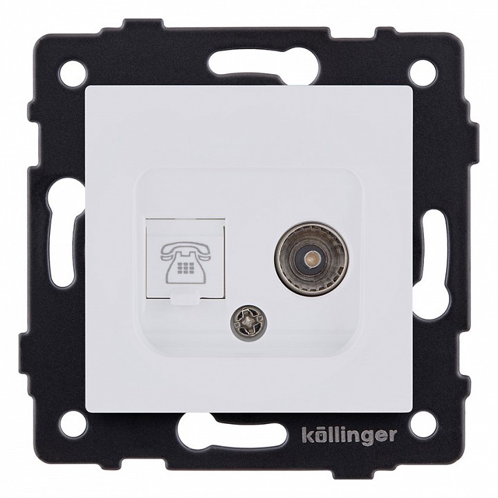 Розетка двойная RJ-11 и Ethernet RJ-45, без рамки Kollinger  REA-013WM