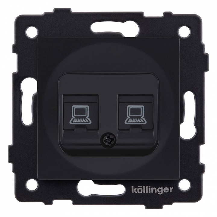 Розетка двойная Ethernet RJ-45 и со шторками, без рамки Kollinger  REA-019BM