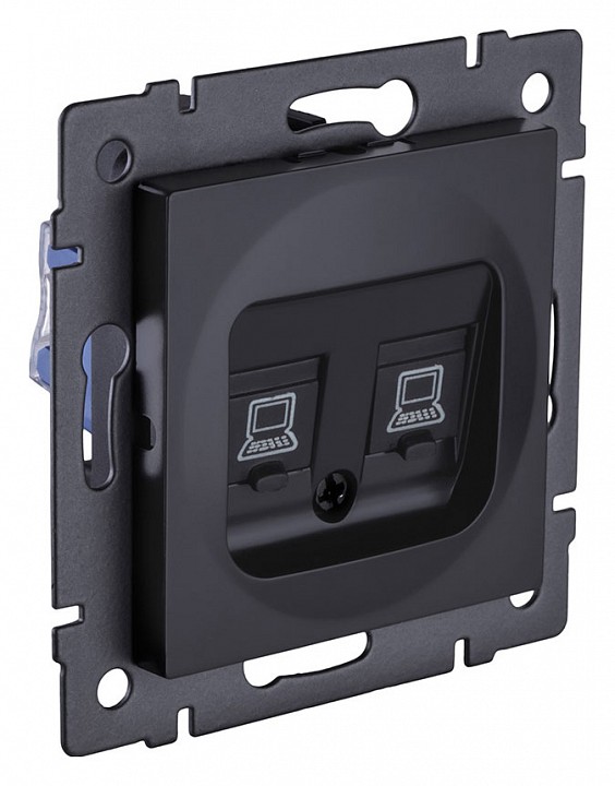 Розетка двойная Ethernet RJ-45 и со шторками, без рамки Kollinger  REA-019BM