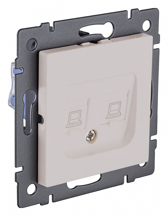 Розетка двойная Ethernet RJ-45 и со шторками, без рамки Kollinger  REA-019CM