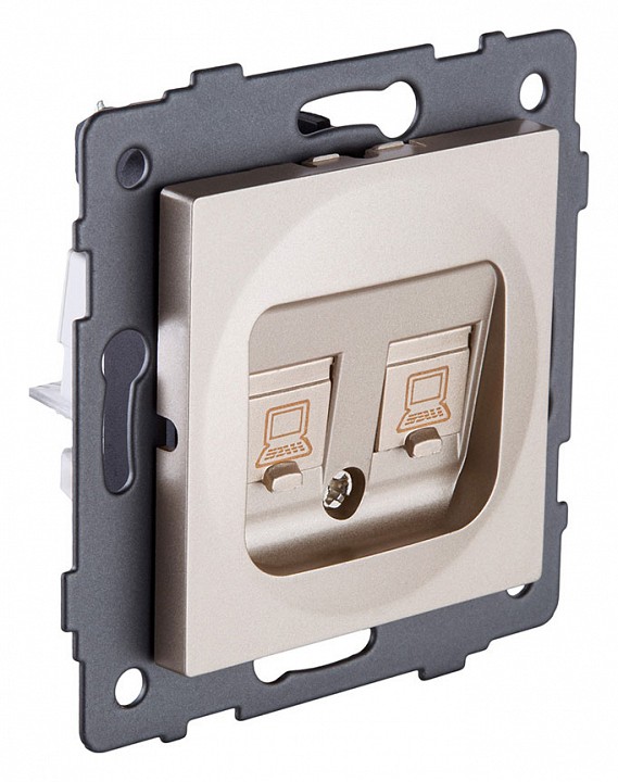 Розетка двойная Ethernet RJ-45 и со шторками, без рамки Kollinger  REA-019GD