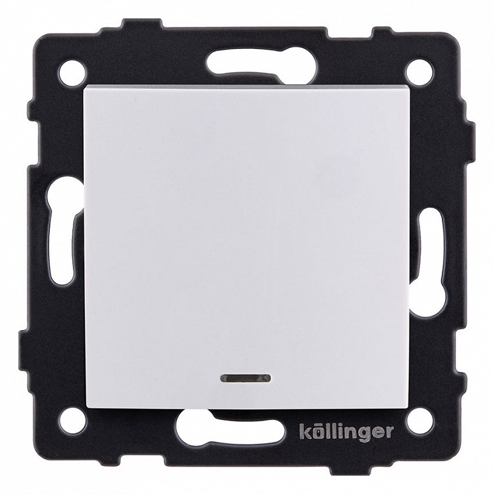Выключатель одноклавишный с подсветкой без рамки Kollinger  REA-R-013WH
