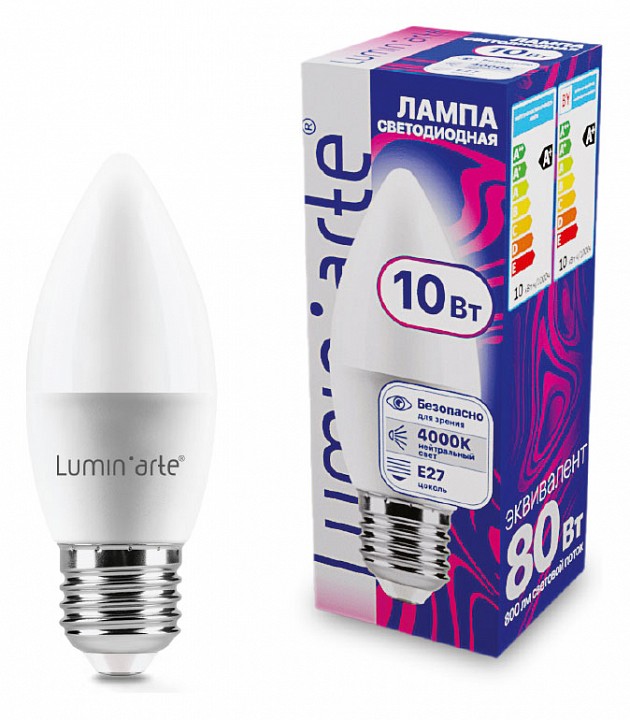 Лампа светодиодная Luminarte  E27 10Вт 4000K LSTD-C37-10W4KE27