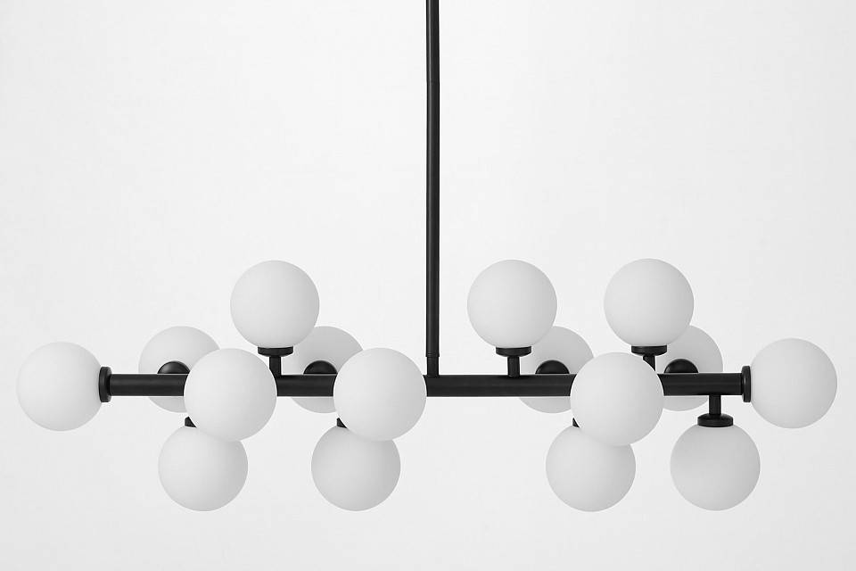 Люстра на штанге LUMINA DECO Marsiada 16 ламп черная LDP 6033-16 BK