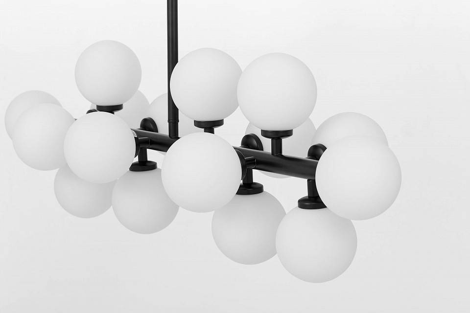 Люстра на штанге LUMINA DECO Marsiada 16 ламп черная LDP 6033-16 BK