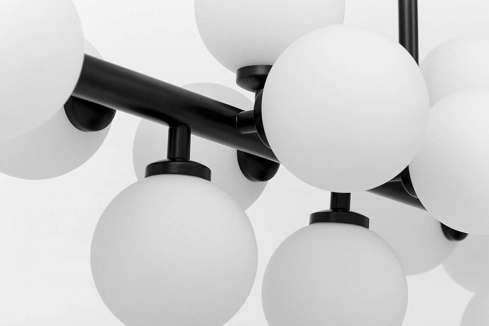 Люстра на штанге LUMINA DECO Marsiada 16 ламп черная LDP 6033-16 BK